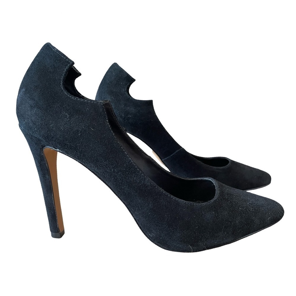Rebecca Minkhoff Black Suede Scalloped Heels Size 7.5